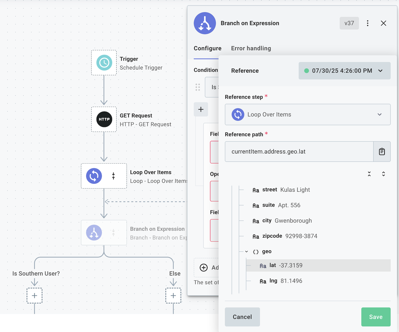 Configure branch step