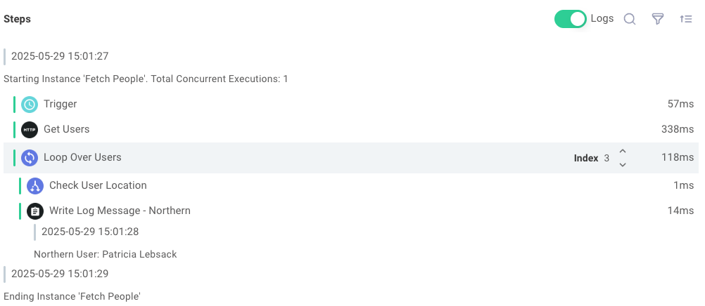 Log step result 2